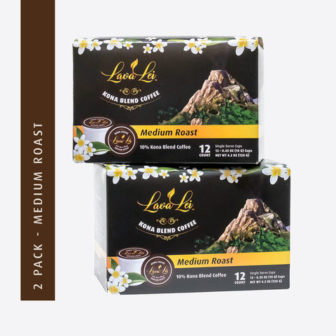 Two packs of Lava Lei medium roast individual pods