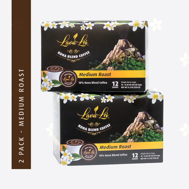 Two packs of Lava Lei medium roast individual pods