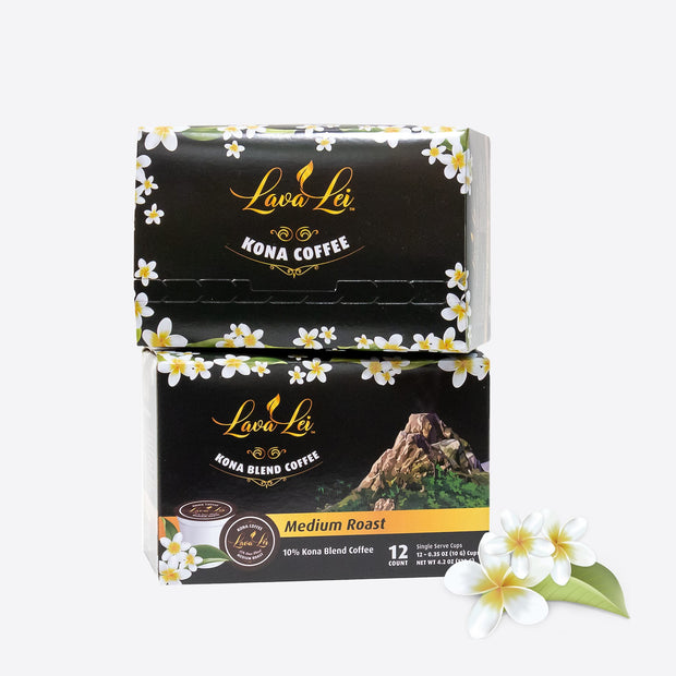 Two packs of Lava Lei medium roast individual pods